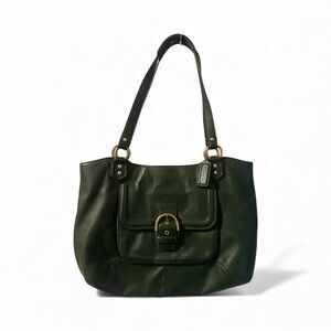 Vintage Coach Hunter Green Leather Shoulder Bag